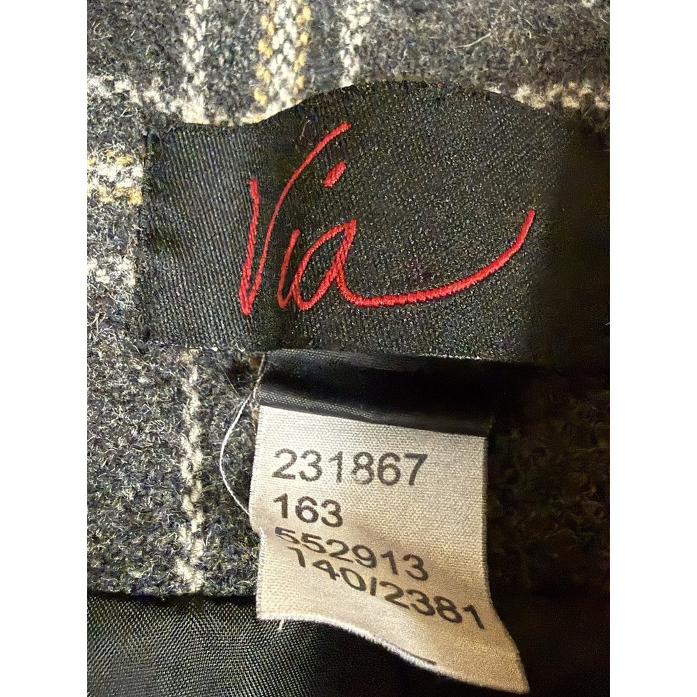 Via Womens Double Breasted Wool Blend Swing Coat Fully Lined Gray/Camel Sz 10 - Picture 13 of 13
